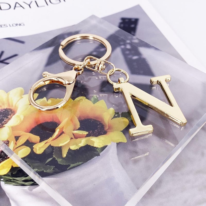 LAXPICOL Gold Letter A-Z Keychain for Women Bag Charms Purse Charms For Handbags Metal Alphabet Initial Letter Keychain - Image 4